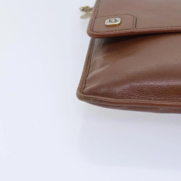 Christian Dior Chain Shoulder Bag Leather Brown Auth yk15370 - Picture 10 of 15